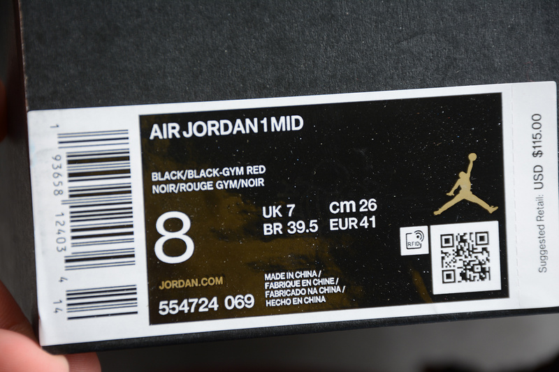 Air Jordan 1 Mid Chicago Black Toe 554724-069