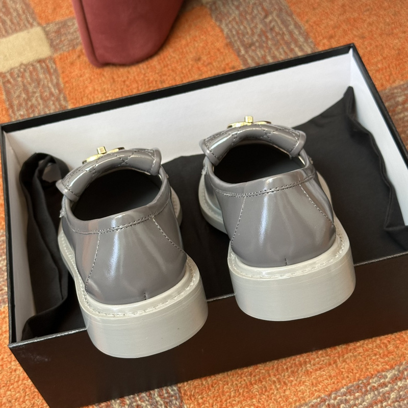 Chanel  Leather CC Logo Loafers