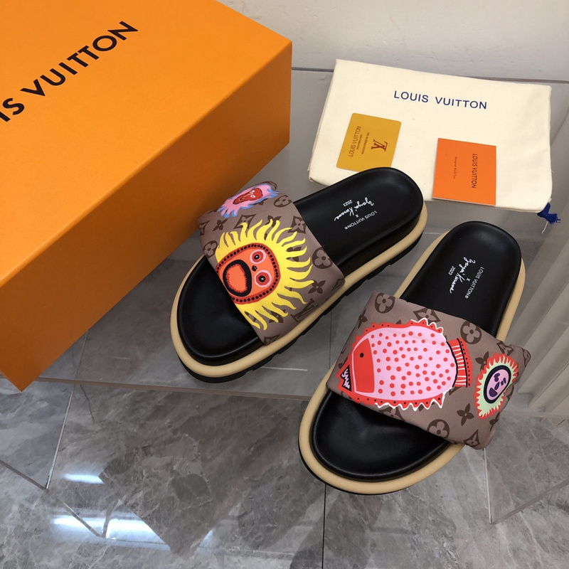 LV pool pillow comfort mule